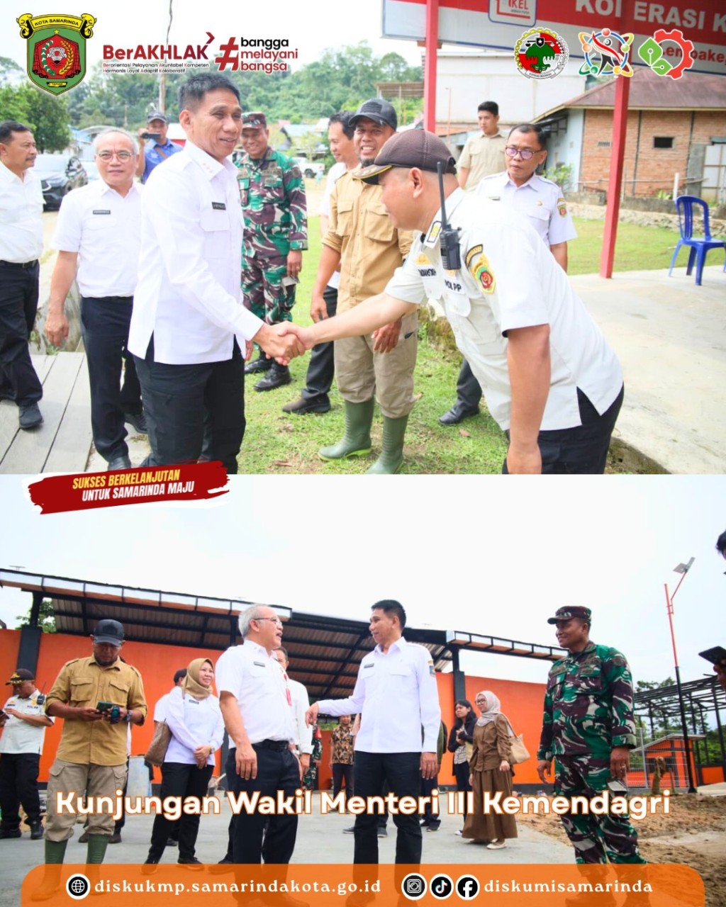 Kepala Diskumi Samarinda menerima kunjungan Wakil Menteri III Kemendagri Ke KKMP Lempake di Kecamatan Samarinda Utara